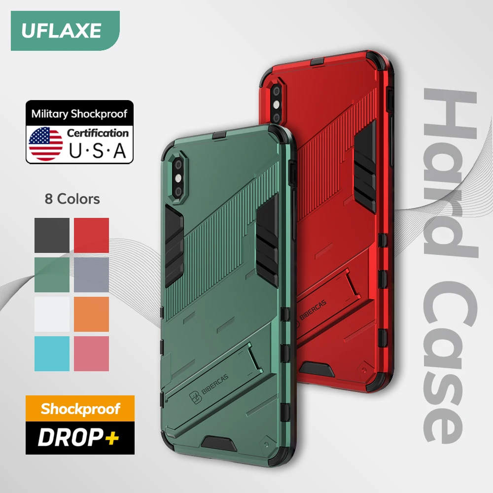 

UFLAXE Shockproof Hard Case for Apple iPhone XS Max iPhone X XR Punk Style Back Cover Casing with Kickstand