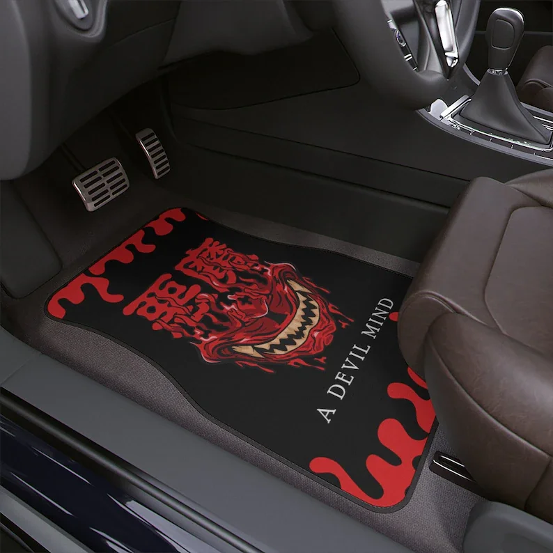 

Demon art print, car floor mat, oni, japanese demon print, cute car accessories for teens, japanese letters, kanji, Tokyo, Japan