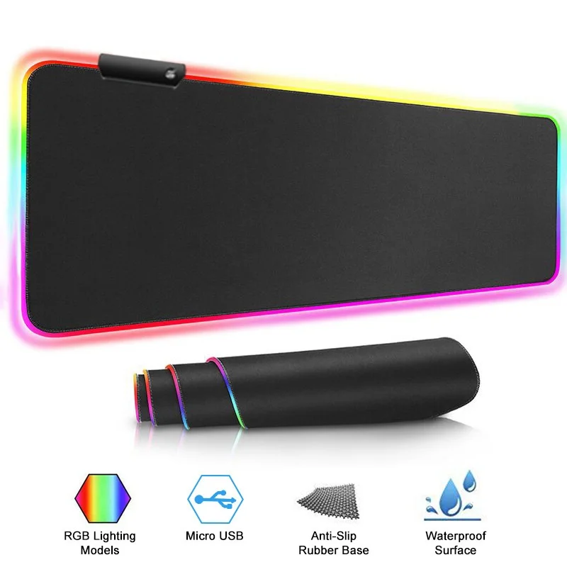 

USB проводной светильник излучающий игровой коврик для мыши для дома и офиса, резиновый Настольный коврик с утолщенной кромкой