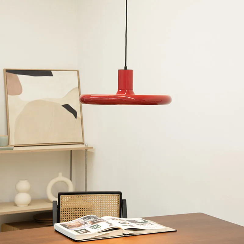 

Modern minamalist pendant light Disc Delicate Art red lamp for Study Kitchen Vintage Spotlight nordic dining decor light