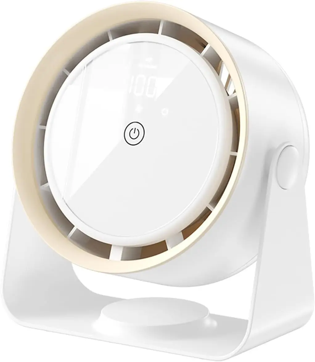 

Ультра тихий маленький вентилятор со светодиодным электрическим дисплеем в реальном времени, 5-скоростной, мощный воздушный поток, портативный настольный перезаряжаемый циркулятор воздуха