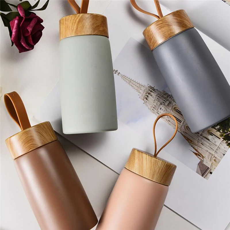 

280 ML Wood Grain Thermos Cup 304 Stainless Steel Vacuum Flask Outdoor Portable Water Cup Office Mini Vacuum Thermal Cup