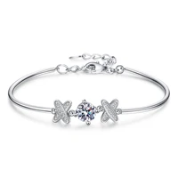 htotoh s925 silver 1 carat moissanite diamond letter bracelet female fashion bracelet send girlfriend gift hand jewelry