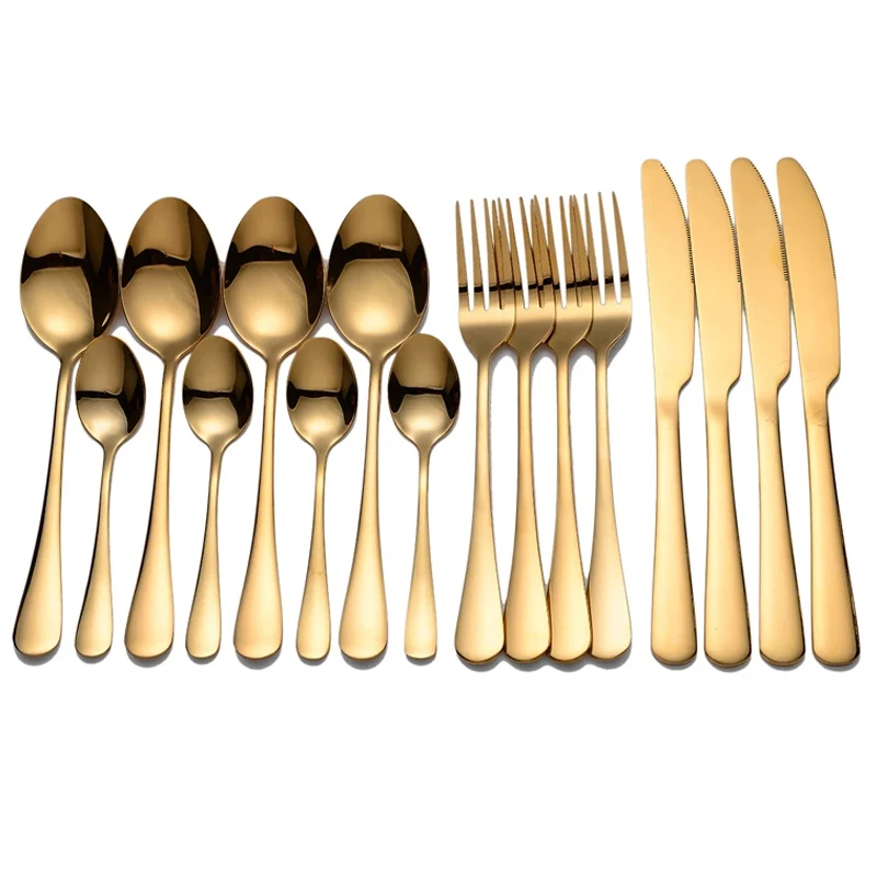 

Tablewellware Golden Cutlery Fork Spoon Knife Set Golden Tableware Stainless Steel Dinnerware Set
