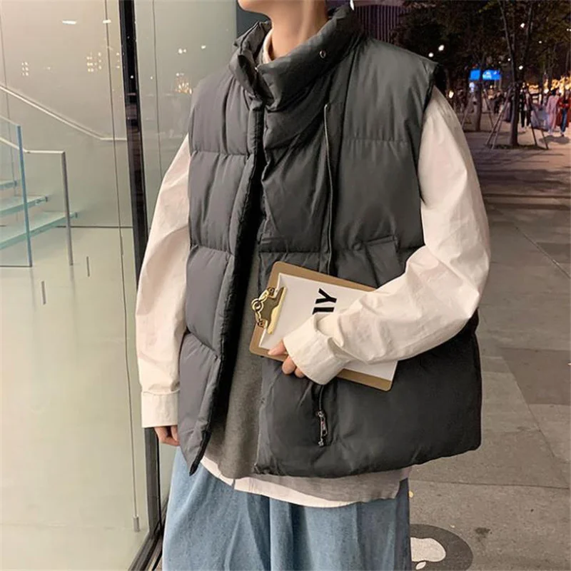 

Men Jacket Vest Autumn Winter Fashion Warm Thick Cotton Coats Leisure Streetwear Loose Outerwear Male Sleeveless Vest