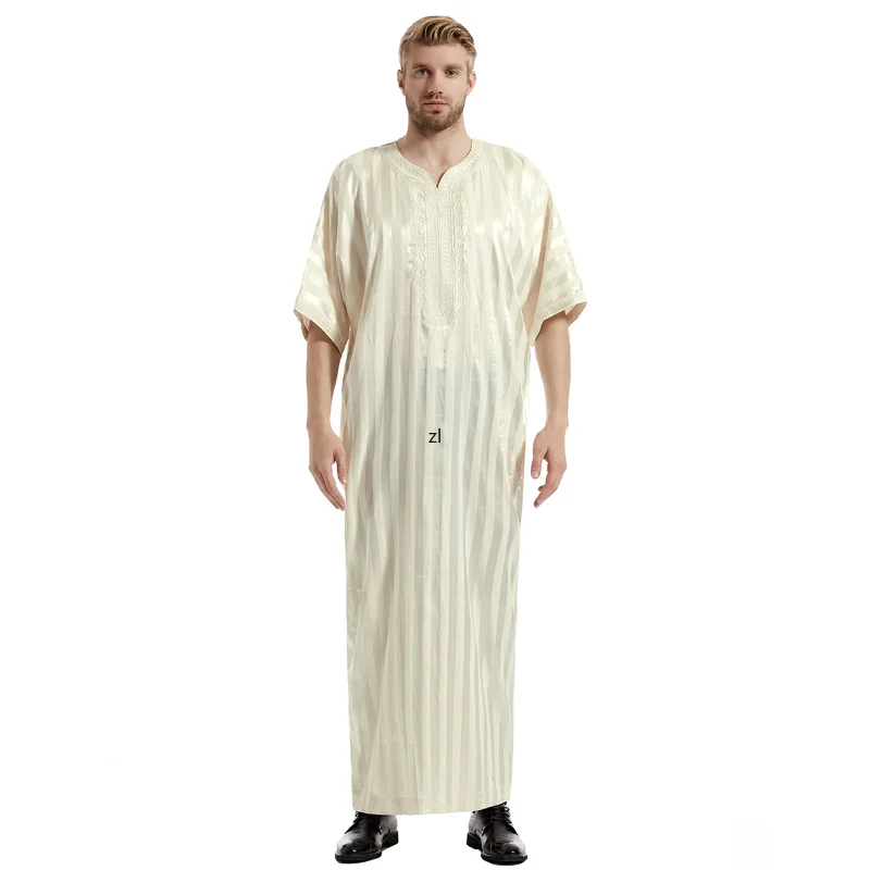 Eid Ramadan Muslim Men Jubba Thobe Islamic Abaya Dress Kimono Long Robe Saudi Musulman Thawb Caftan Abayas Jubah Dubai Arab 2023
