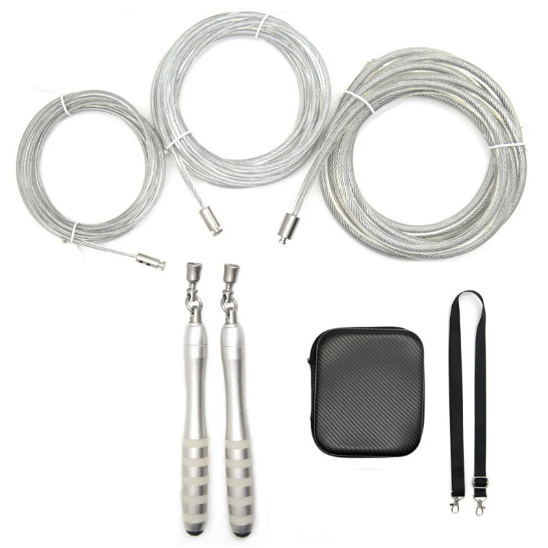 CROSSROPE jump rope similar function fast lock system skipping rope 3x 4mm 6mm 8mm TPU steel cord set with EVA case