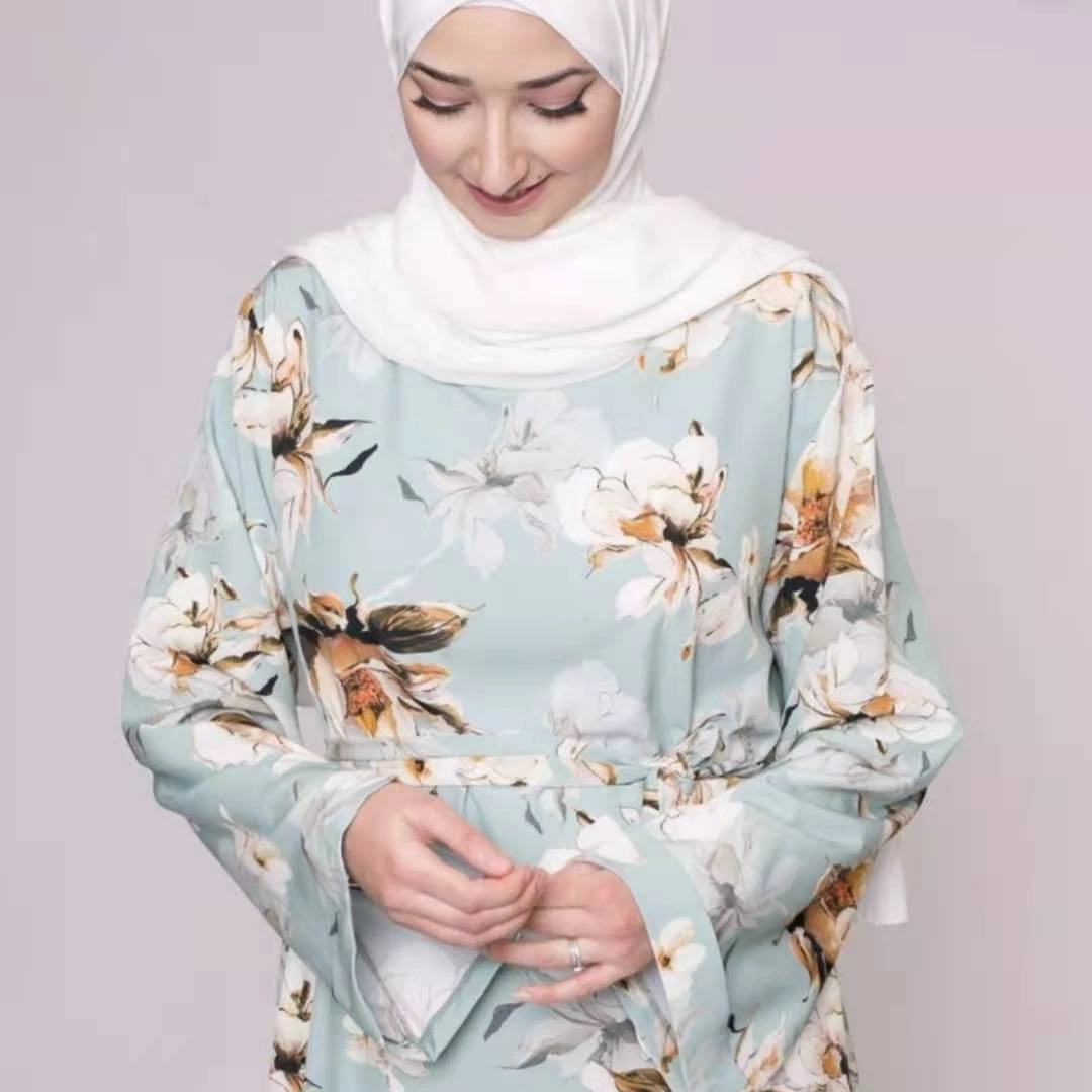 Цветочное марокканское платье для женщин, мусульманская Абая, хиджаб для вечерние, Дубай, Largos, Турция, мусульманский кафтан, длинное платье, ...
