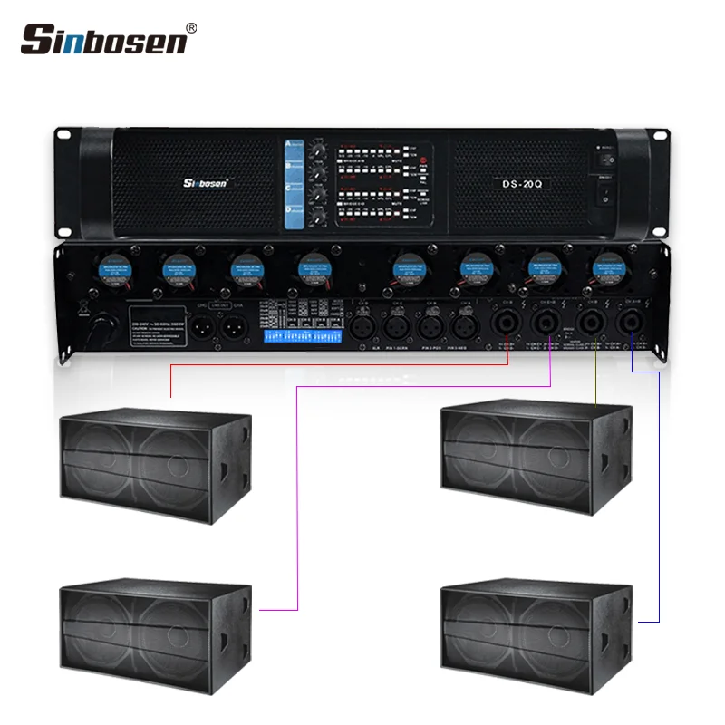 DS-20Q Sinbosen 4000 Вт звуковой 4-канальный Профессиональный усилитель мощности