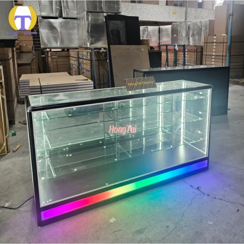 Фото Витрина для табачных изделий custom.Guangzhou HongTai 2026: Новая модель со стеклянным дисплеем и красочной LED-подсветкой №2