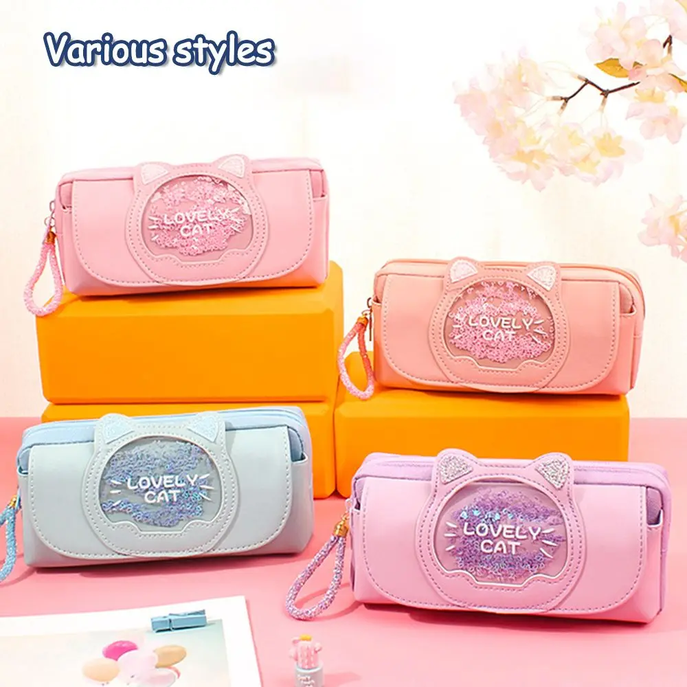 Чехол для карандашей с изображением кота и зыбучих песков милый трехслойный