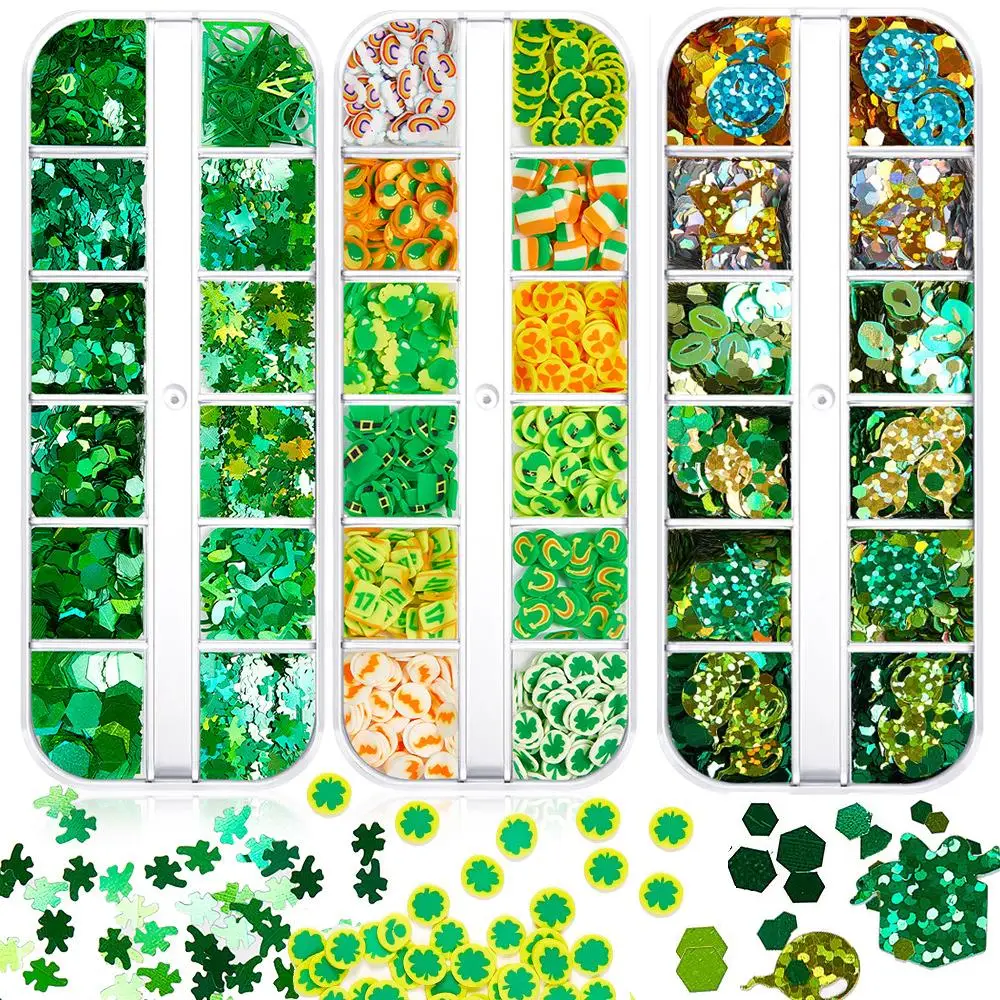 

12 Grids/box Mixed Polymer Clay Flakes Glitter Squins for DIY UV Epoxy Resin Mold Slime Filler Nail Art Decorations Accessories