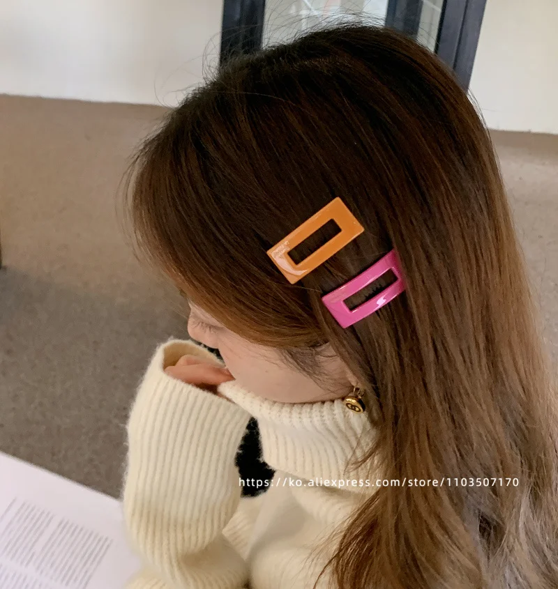 Маленькая заколка дофамина ярких цветов ~ Корея Франция милая квадратная