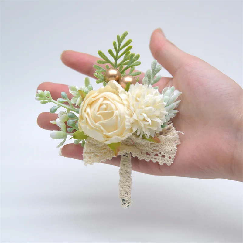 

5PCS Fashion Artificial Flower Rose Corsage Wedding Decor Fake Plant for Business Celebration Party Decoration Small Flower