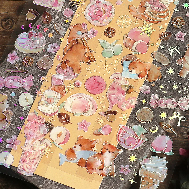 

3pcs Kawaii Strawberry Cat Dog Rabbit Decorative PVC Stickers Pack INS Animal Scrapbook Planners Calendars Journal Decoration