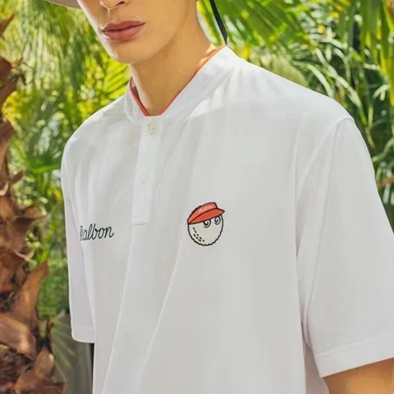 

2022 Summer New Malbon Golf clothing men's short-sleeved T-shirt V-neck lightweight breathable casual top GOLF off-court jersey