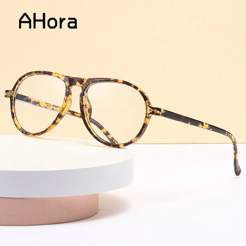 

Ahora Pilot Reading Glasses Frame New Leopard Blocking Blue Light Computer Goggles Presbyopic Eyeglasses For Women&Men 0...+4.0