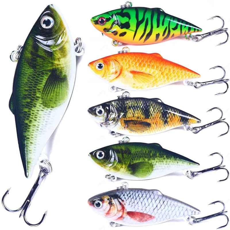 

5pcs Fishing Lures lipless crankbait Blade Baits for Bass Blade VIB Hard Blade Bait Fishing Spoons Lure for Bass Walleye Trout