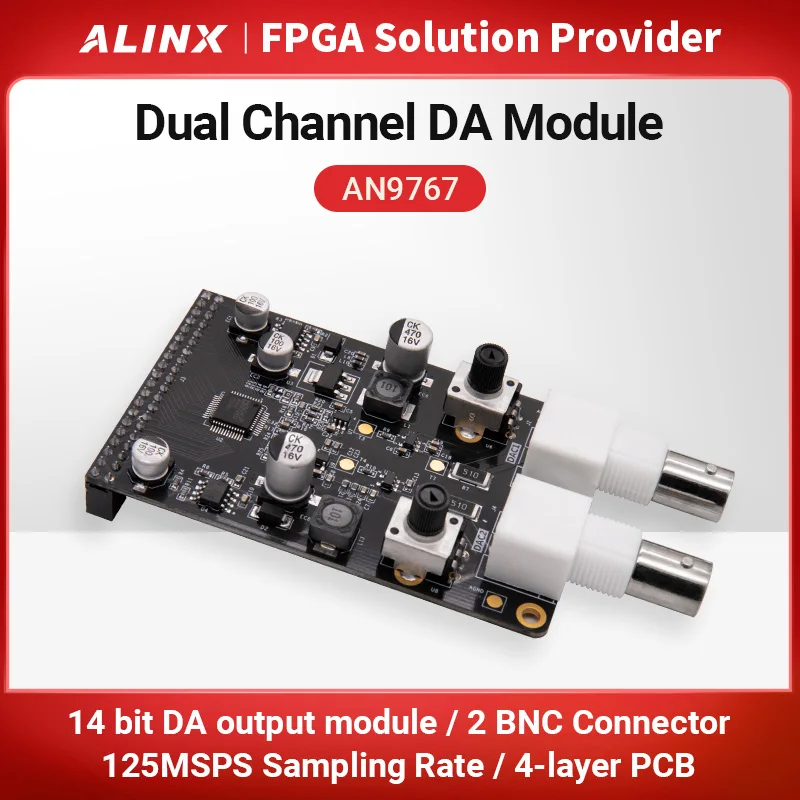 Аналоговый выходной модуль Alinx Dual-Channel 14 bit 125Msps DA BNC AN9767