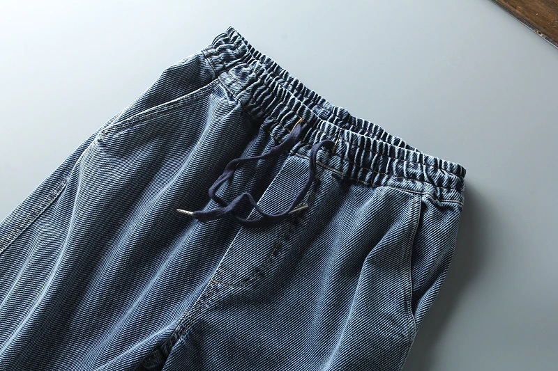 Japan fashion Retro Casual Distressed Washed Demin shorts Men's Summer Loose Straight Fifth Pants Trendy Middle |