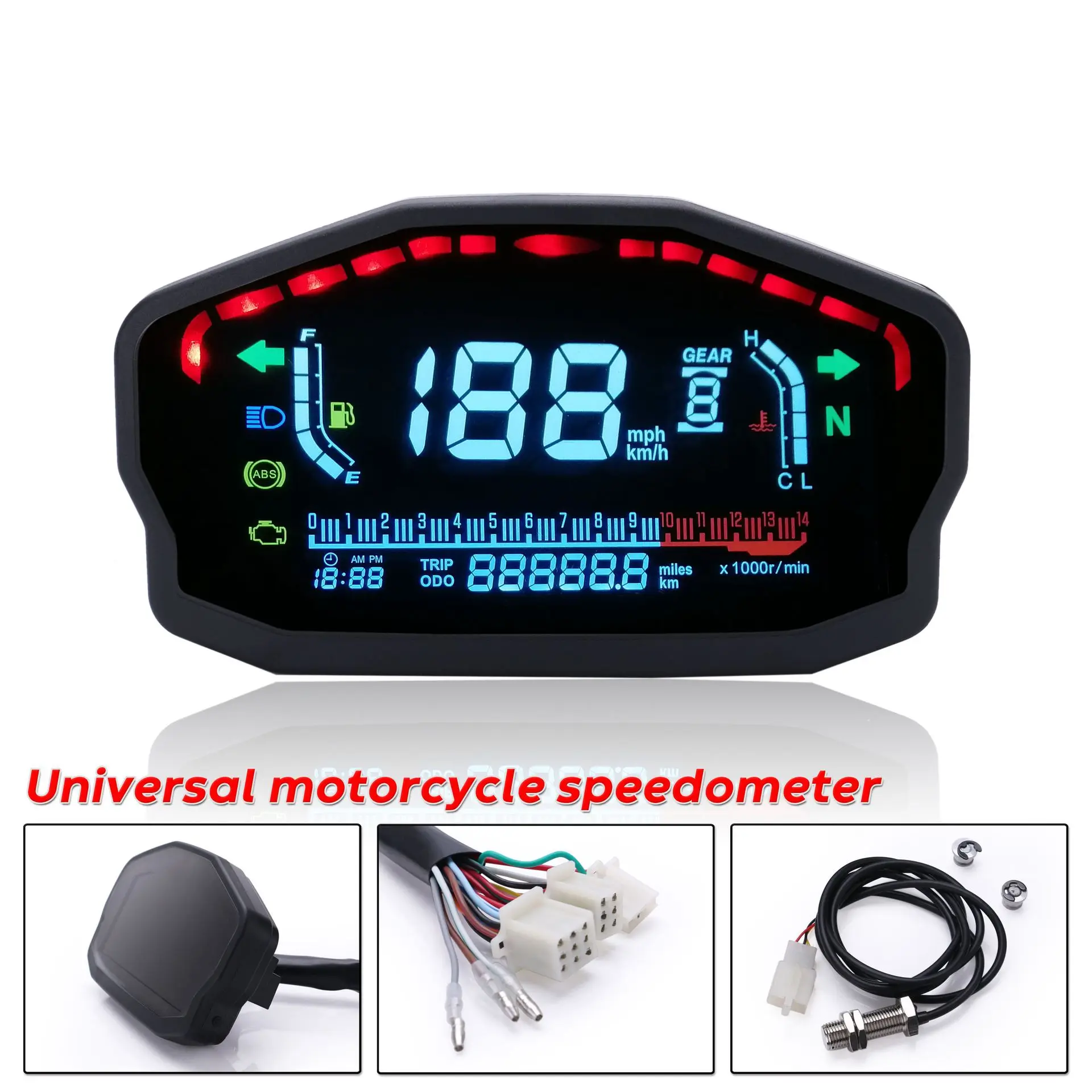 

Motorcycle Modified Color Screen Lcd Liquid Crystal Meter Speed Speed Water Temperature Oil Gauge Mileage Oil Quantity Abs Speed