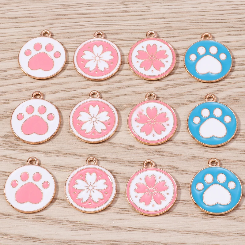 

10pcs Cartoon Animal Charms for Jewelry Making Enamel Cute Dog Paw Print Pendants Charms for DIY Earrings Necklaces Crafts Gifts
