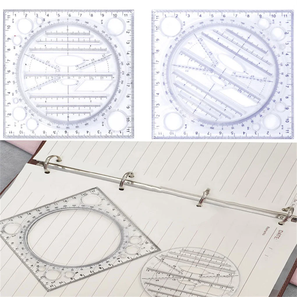 

Multi-function Rotating Ruler Construction Template Drafting Measuring Stationery Rulers Student Architect Black