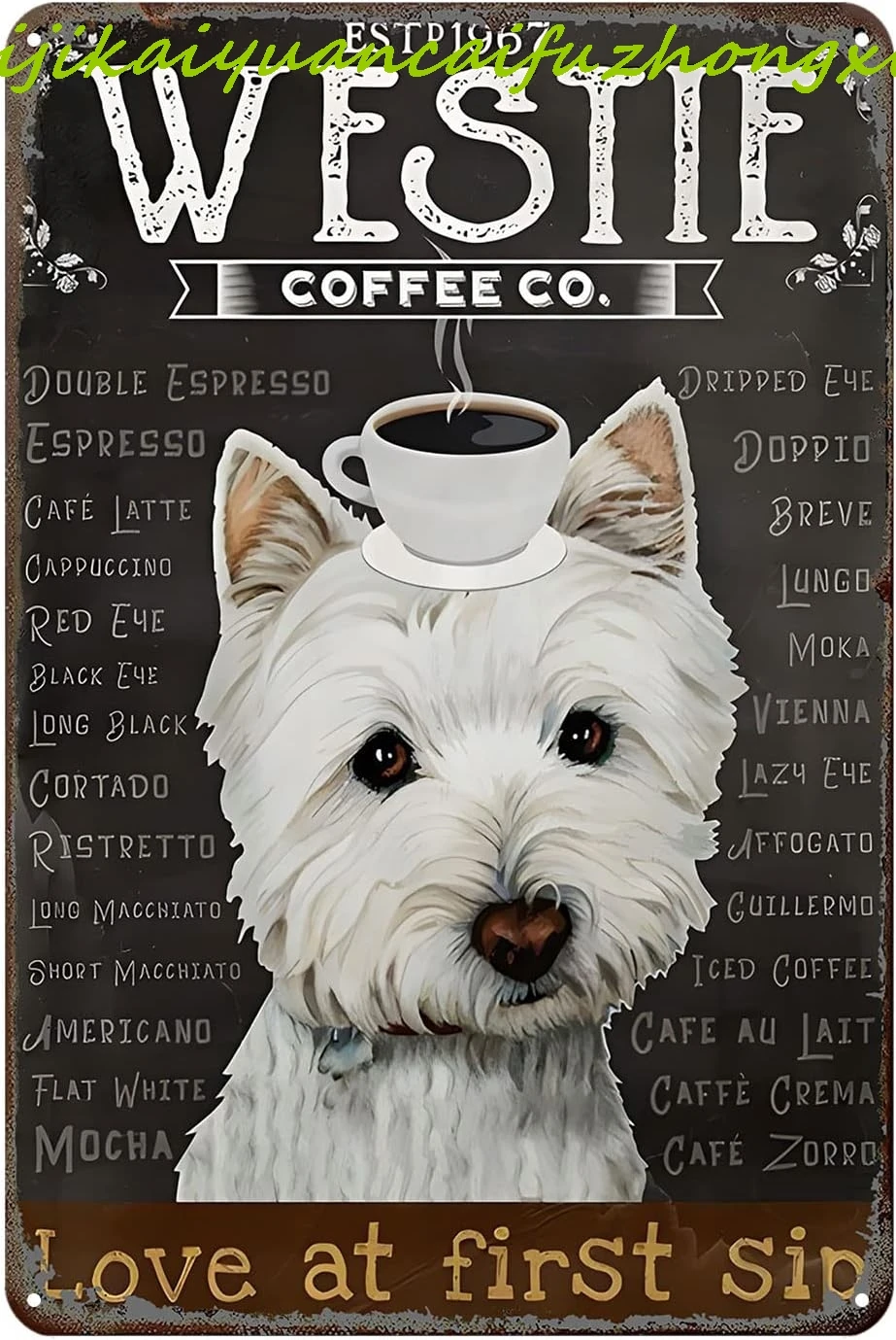 Винтажная жестяная вывеска Westie Dog Coffee Company Художественная для дома кухни бара