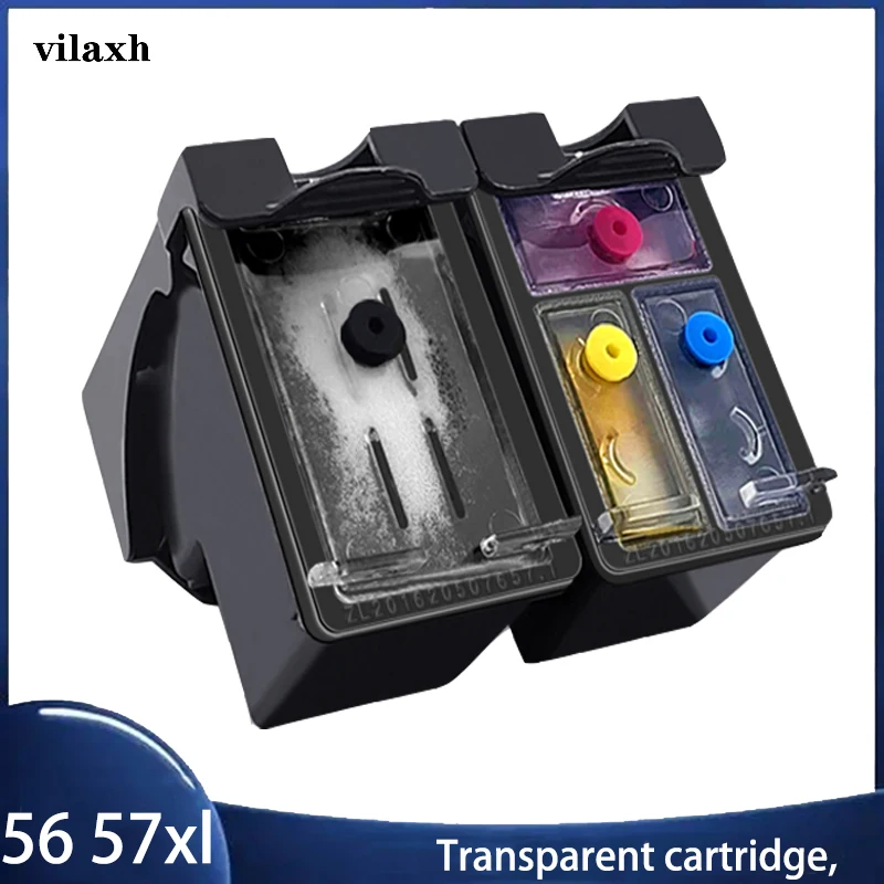 

vilaxh 56 57 Refillable Ink Cartridge Replacement For HP 56 57 Deskjet 5150 450CI 5550 5650 7760 9650 PSC 1315 1350 2110 2210