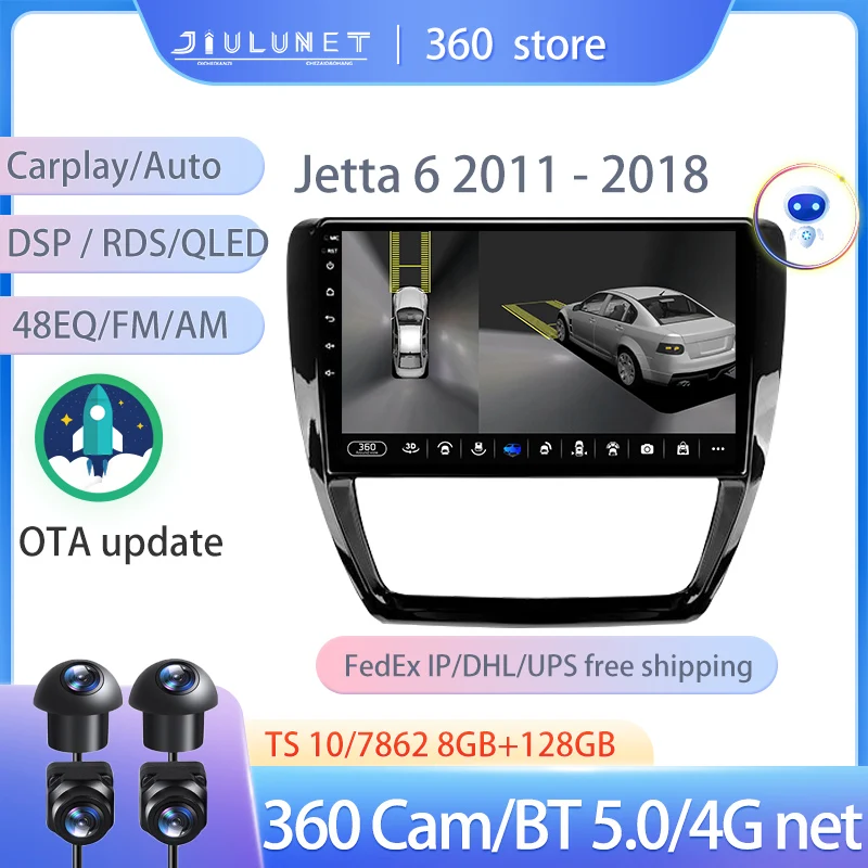 

JIULUNET Smart Stereo Android Auto 360 Cam Radio For Volkswagen Jetta 6 2011 - 2018 Multimedia Video Navigation Carplay