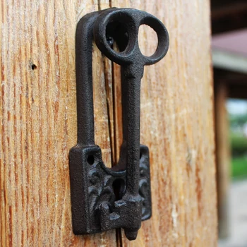 Retro Nostalgic Chinese Cast Iron Crafts Key Lock Door Knock Courtyard Garden Door Antique Door Handle