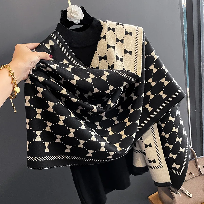 

Luxury Brand Women Winter Cashmere Scarf Warm Pashmina Shawls And Wraps Female Poncho Thick Blanket Scarves Neckerchief Foulard