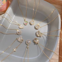 zircon opal necklace vintage titanium steel pendant necklace ladies jewelry premium pearl pendant necklace wedding birthday gift