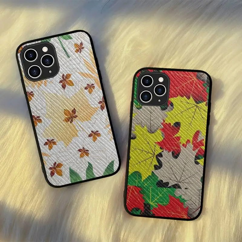 

Autumn Fall Leaves Phone Case Hard Leather Case for iPhone 11 12 13 Mini Pro Max 8 7 Plus SE 2020 X XR XS Coque