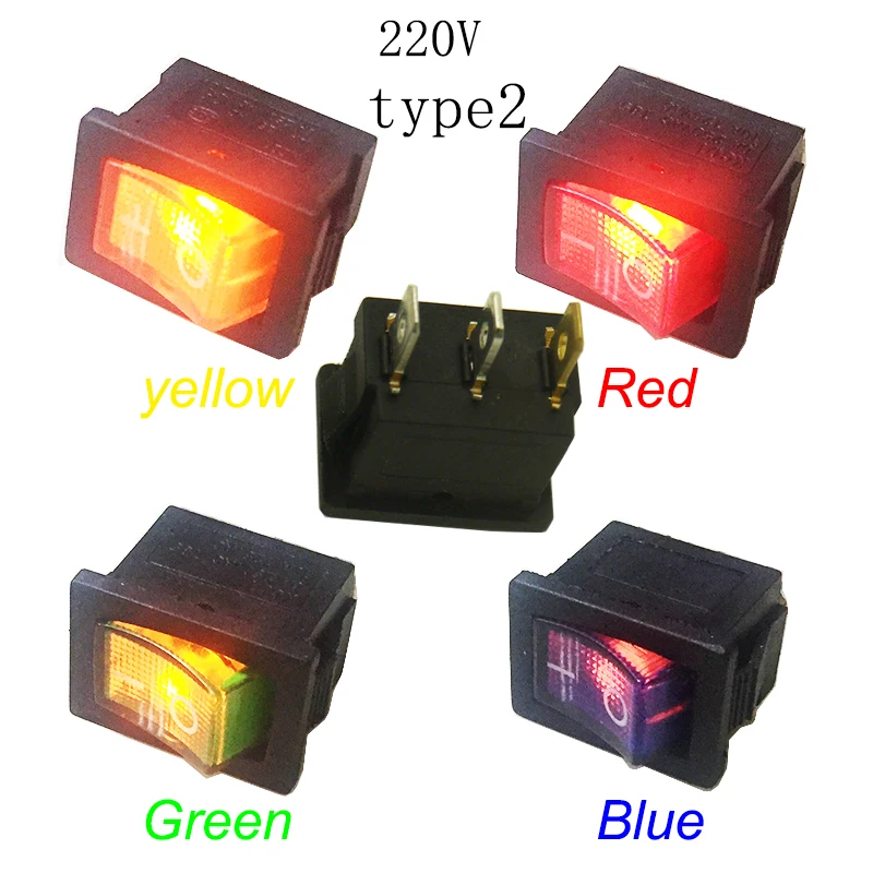 4Pcs 21x15mm 3Pin Mini Rocker Switch Panel Hole 19x13mm With Led 12V 220V illuminated IP65 Toggle switch O - Power Seesaw купить по