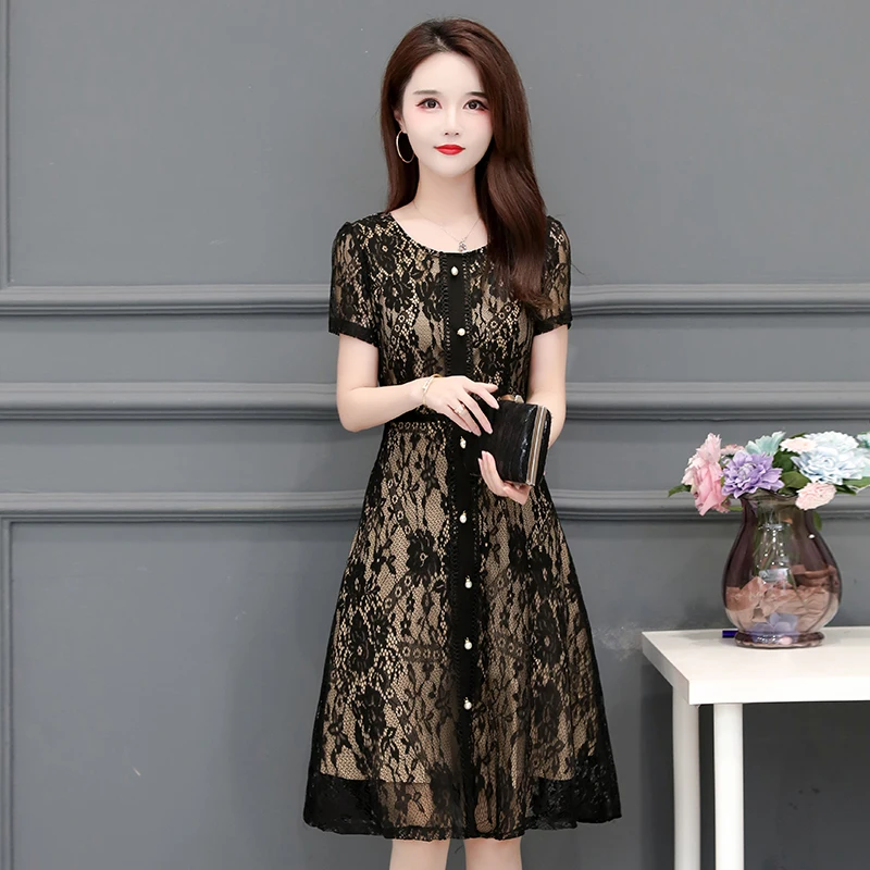 

Женское кружевное платье с завышенной талией, облегающее Широкое Платье в Корейском стиле, модель 935j,528-8