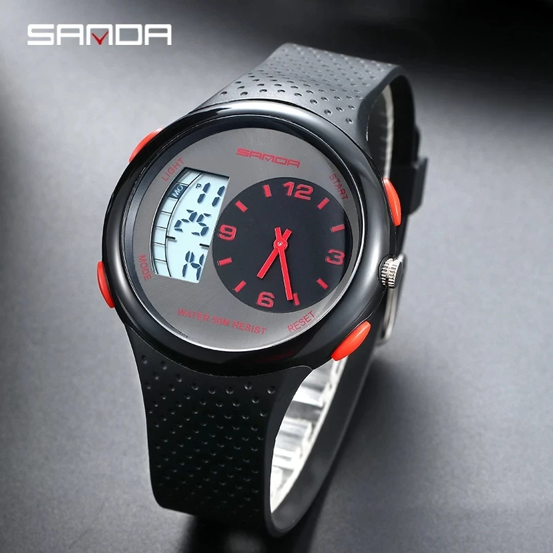 

2023 SANDA 763 Black Sport Men's Watches Top Brand Luxury Military Digital Quartz Waterproof Male Clock relogio masculino