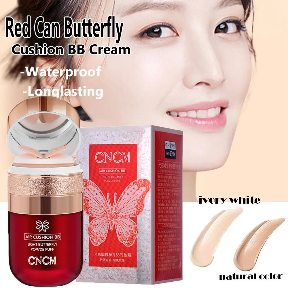 

New Concealer Foundation Moisturizing Can Butterfly Cushion BB Cream Longlasting Red Can Butterfly Waterproof