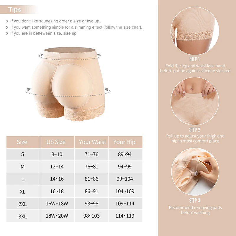 Fake Ass Seamless Women Body Shaper Slimming Panties Shapewear Hip Enhancer Booty Pad Push Up Butt Lifter Boyshort Underwear