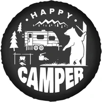 happy camper pattern print spare tire cover waterproof dust proof uv proof wheel tire covers