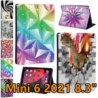 tablet stand case for ipad mini 6 8 3inch 2021 a2567a2568a2569h anti drop shockproof pu leather 3d pattern protective cover