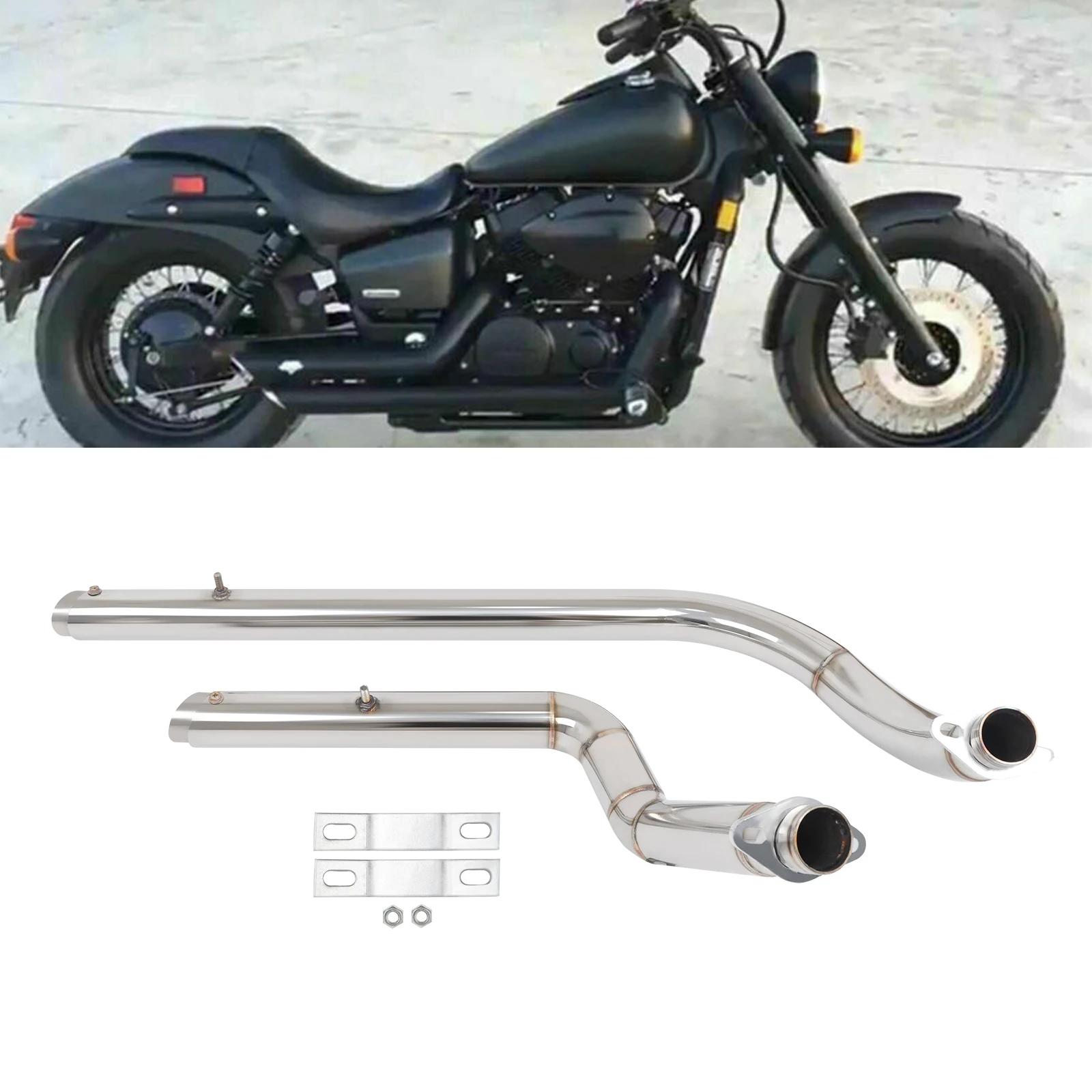 

Выхлопная труба мотоцикла со съемным глушителем, глушитель для Honda Shadow Aero 750 VT750 Phantom Spirit ACE VT750C VT400 на весь год