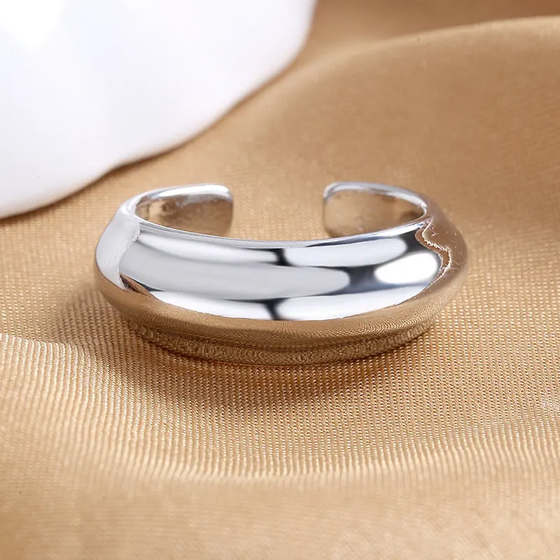

2023 New S925 Sterling Silver Gold/Silver Simple Glossy Opne Ring For Women Fashion Wedding Gift Jewelry