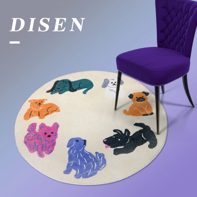 

Simple Cute Dog Carpet Round Living Room Bedroom Carpet Bedside Blanket Children Carpet In The Bedroom ,Carpet For Nursery