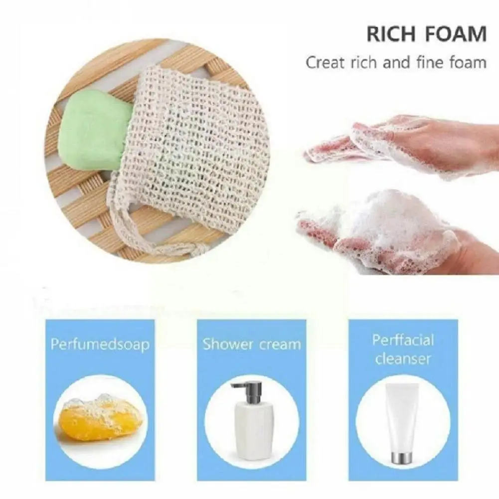

1pcs Sisal Soap Bag Blister Ramie Mesh Soap Storage Soap Bags Bags Foaming Net Bubble Easy Holder Double-layer Maker Foam B1v6