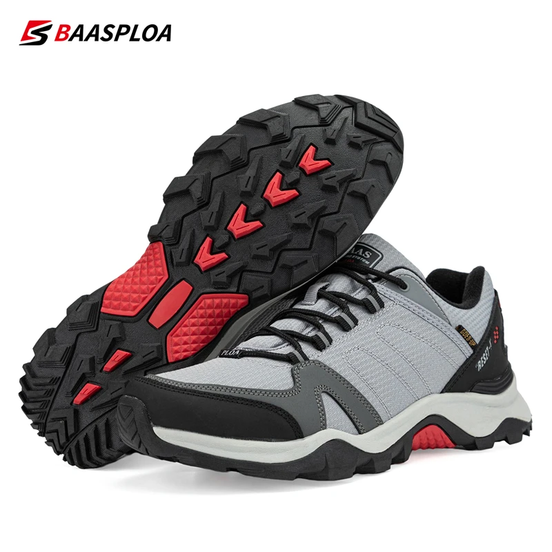 Baasploa 2022 Men's Waterproof Leather Hiking Shoes Non-slip Wear-resistant Outdoor Travel Walking Shoes Fashion Climbing Shoes