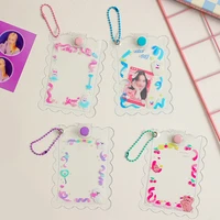 1pc cute cartoon bear card holder bank identity bus id card holder case with snap keychain transparent credit cover case gift