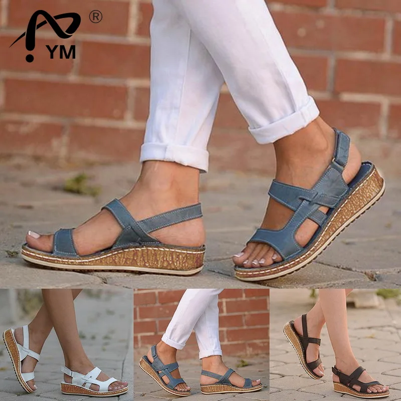 

New Women's Large Size 43 Sandals Summer Female Low Heel Wedge Casual Platform Sandals Fashion Ladies Open Toe Sandals Footwear