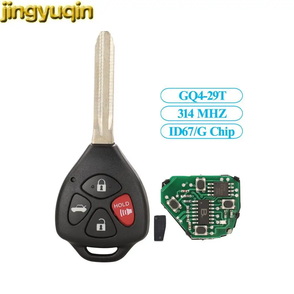 

Jingyuqin 3pcs Remote Car Key Control 314Mhz ID67/G Chip For Toyota Corolla 2010 2011 2012 2013 GQ4-29T 4 Buttons Fob