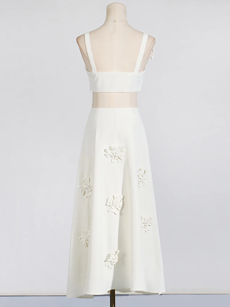 Женский комплект из двух предметов Белый Топ без рукавов с квадратным вырезом и